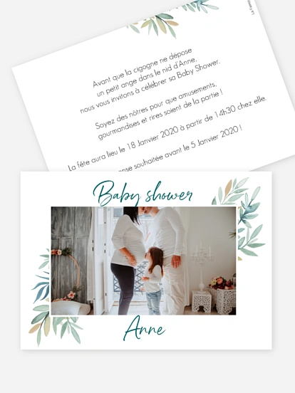 Invitation baby shower Feuilles de saison