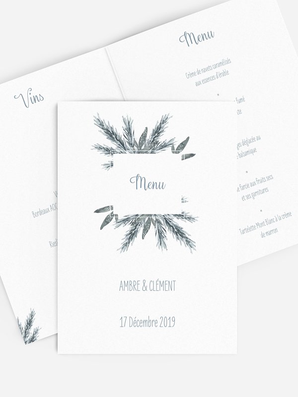 Menu mariage Pin en aquarelle