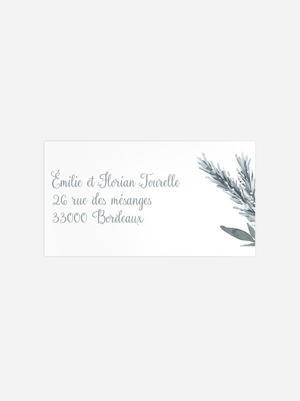 Étiquette destinataire mariage Pin en aquarelle