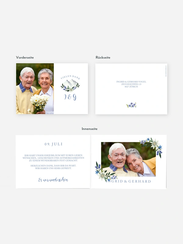 Danksagung zur Goldenen Hochzeit Monte Bella
