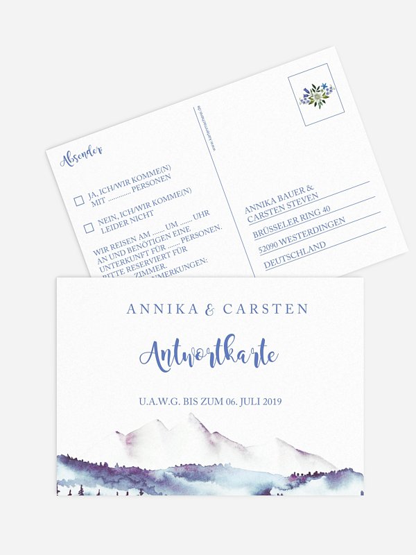 Antwortkarte Hochzeit Monte Bella
