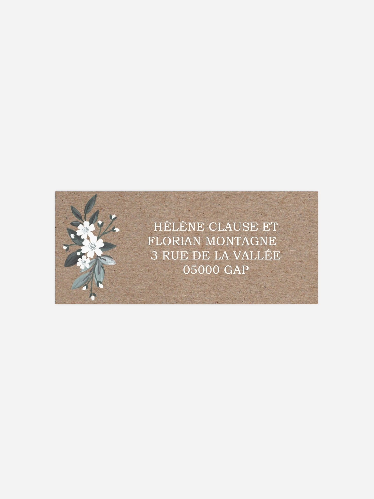 Étiquette expéditeur mariage Fleurs rustiques
