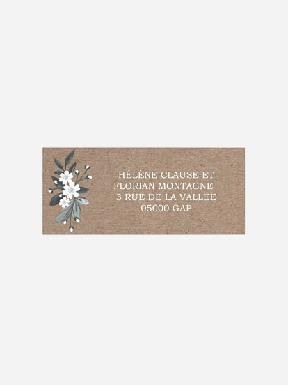 Étiquette expéditeur mariage Fleurs rustiques
