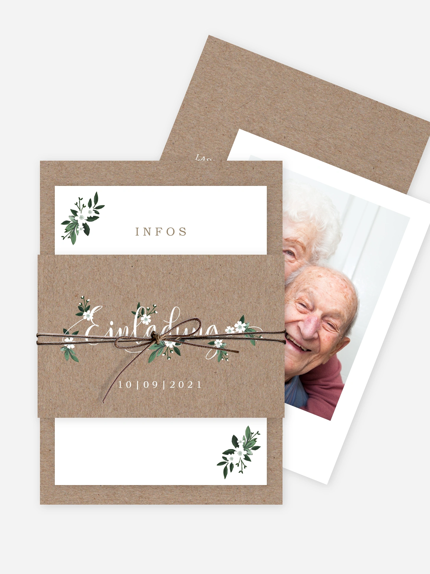 Einladung zur Goldenen Hochzeit Rustic Flowers