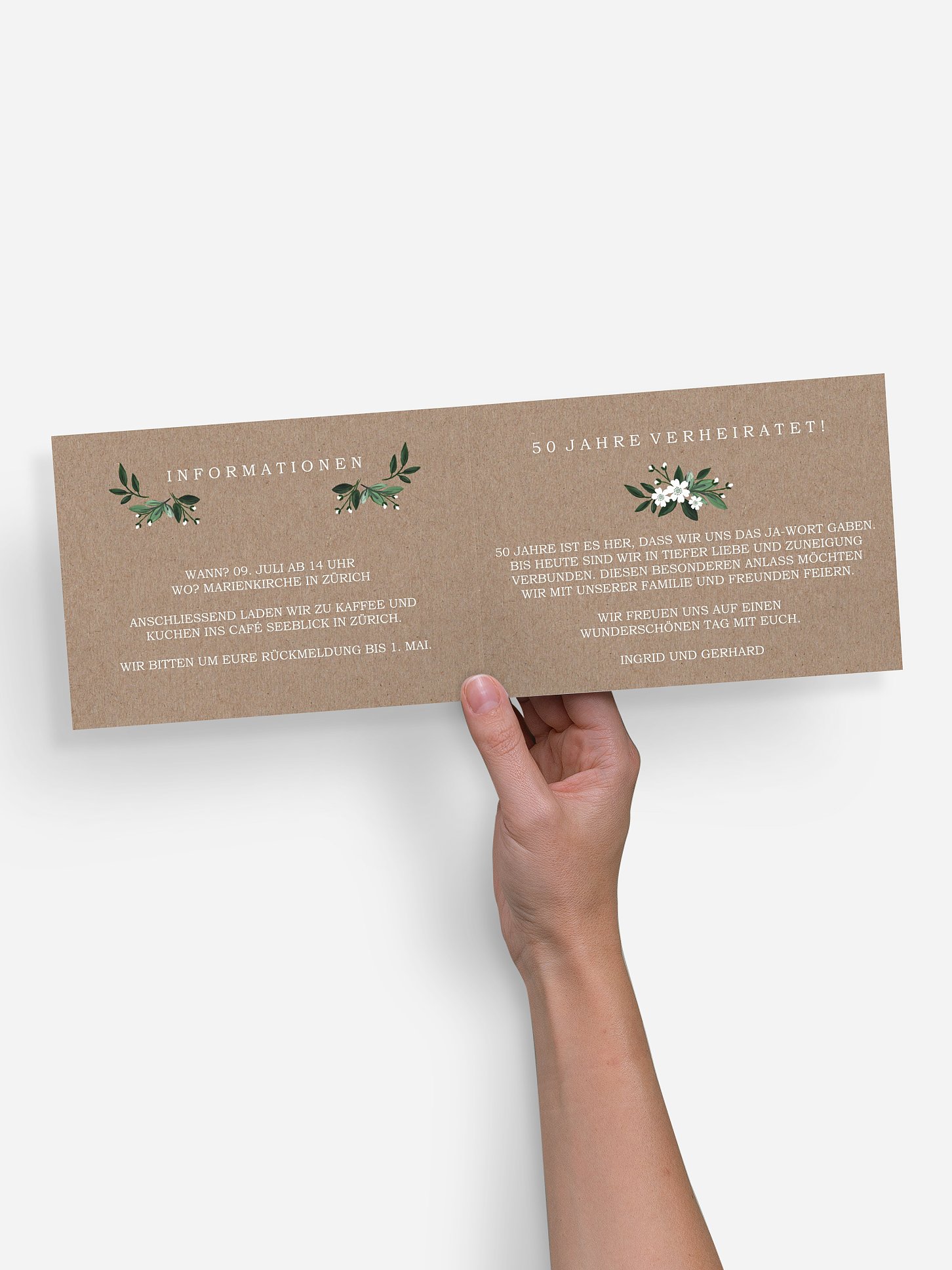 Einladung zur Goldenen Hochzeit Rustic Flowers