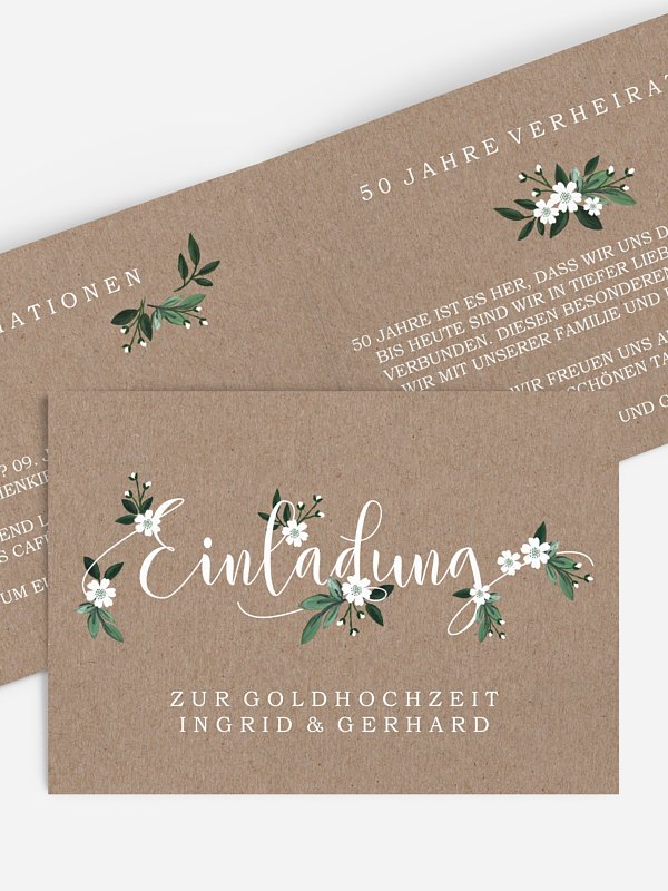 Einladung zur Goldenen Hochzeit Rustic Flowers