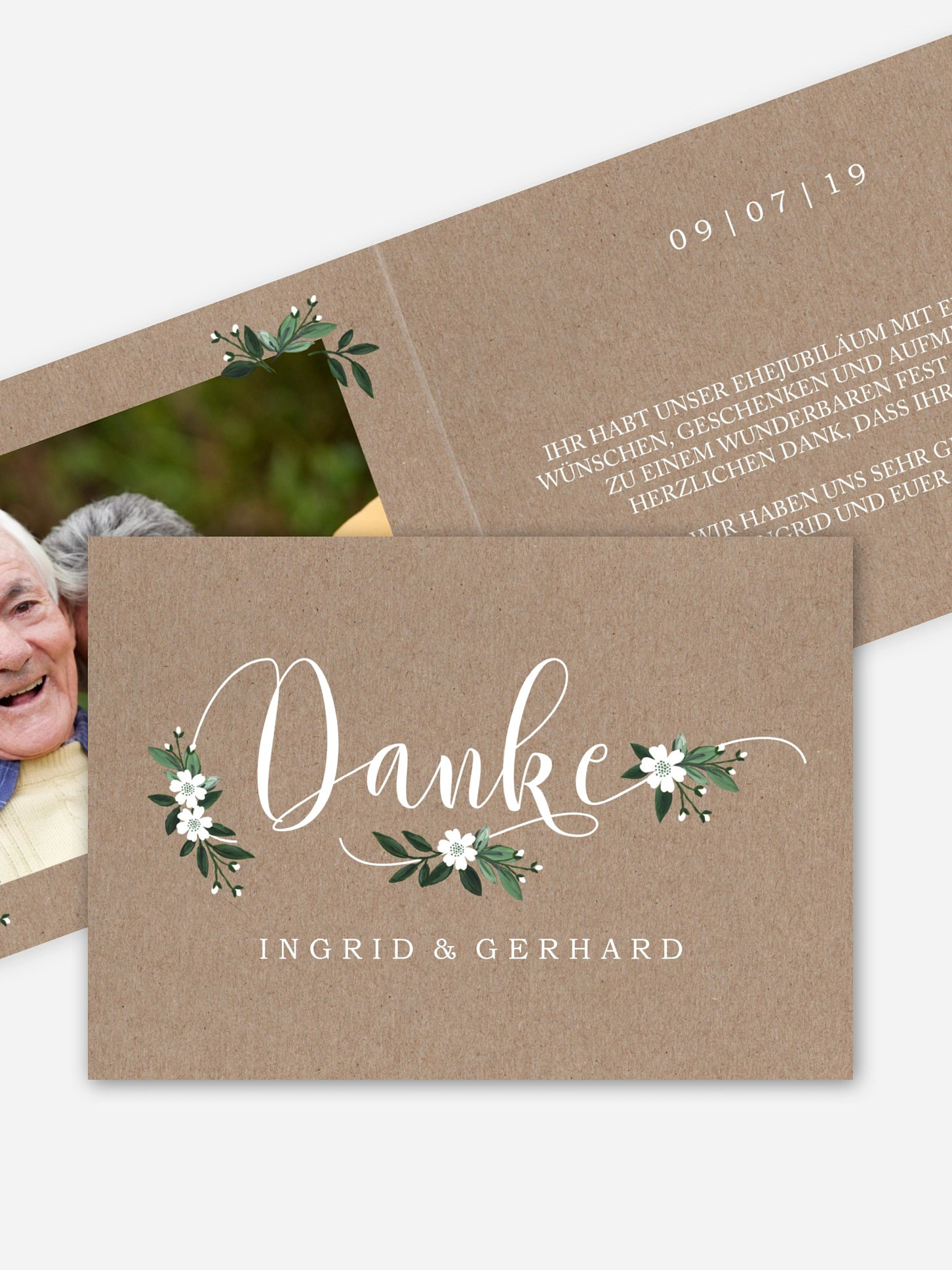 Danksagung zur Goldenen Hochzeit Rustic Flowers