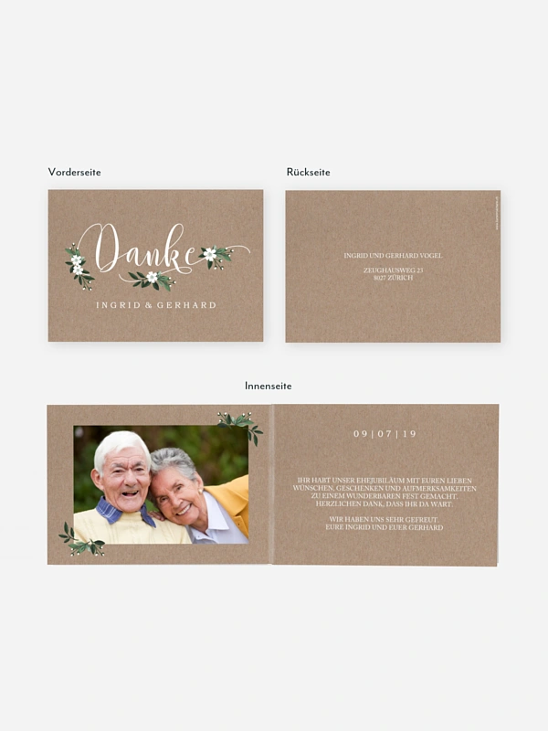 Danksagung zur Goldenen Hochzeit Rustic Flowers