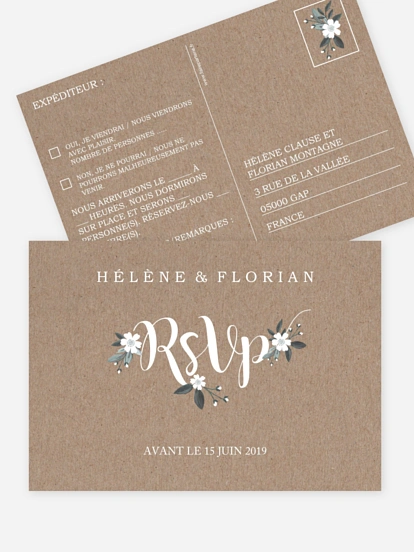 Carton réponse Fleurs rustiques