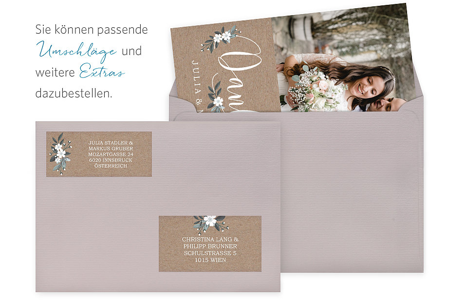 Dankeskarte Hochzeit Rustic Flowers