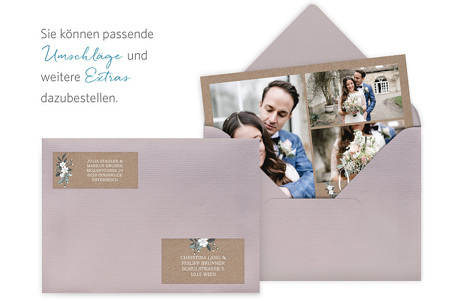 Dankeskarte Hochzeit Rustic Flowers
