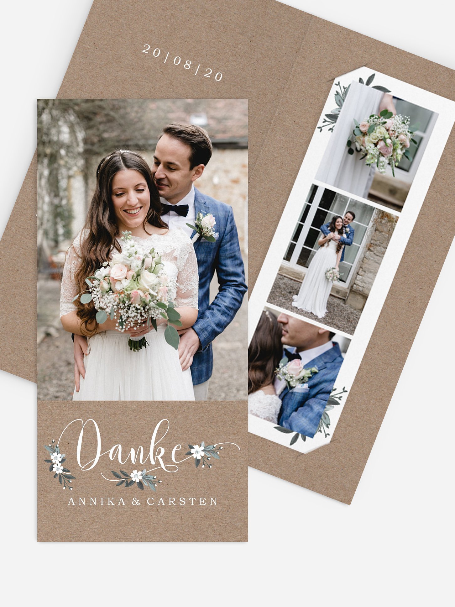 Dankeskarte Hochzeit Rustic Flowers
