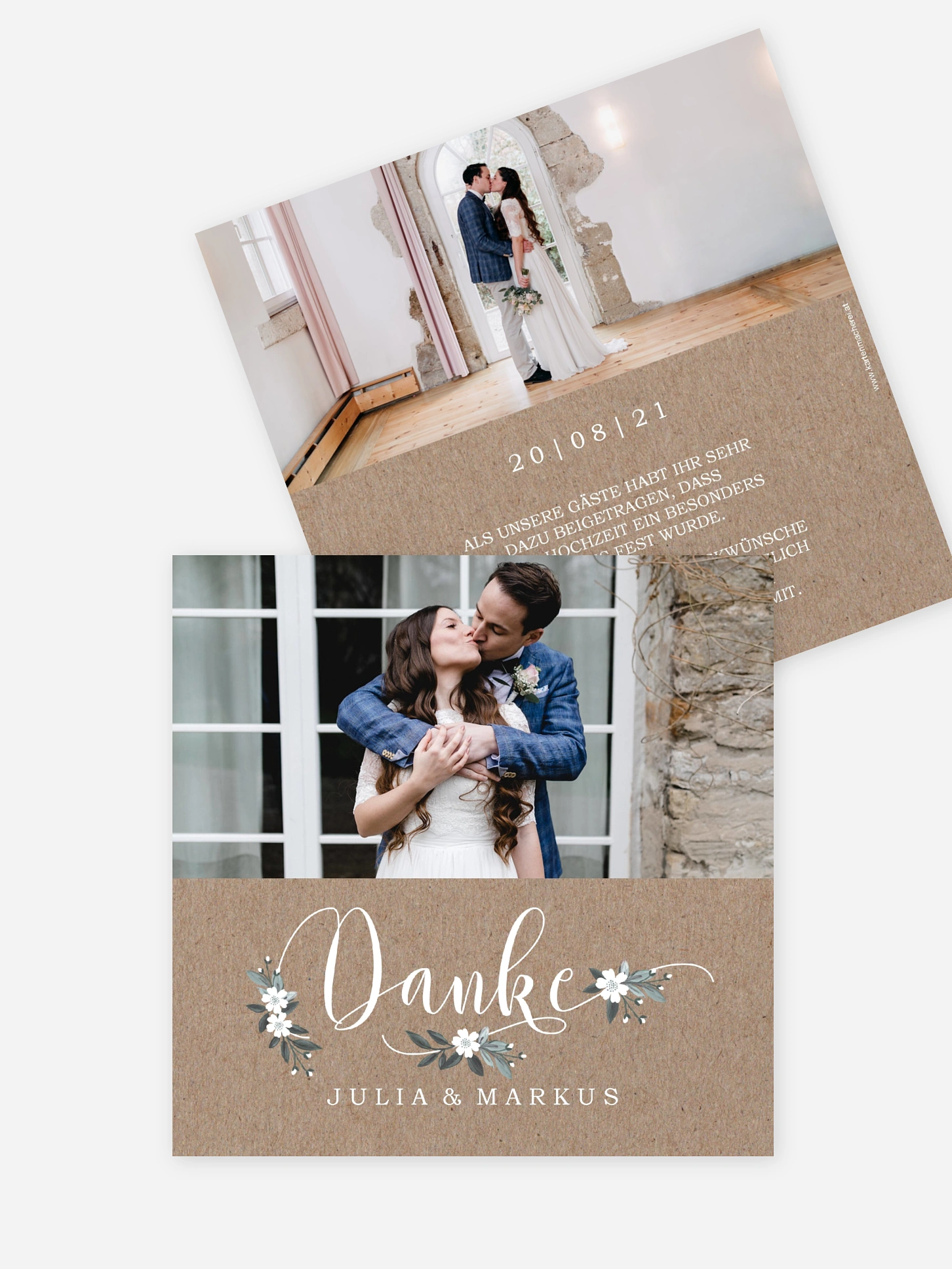 Dankeskarte Hochzeit Rustic Flowers