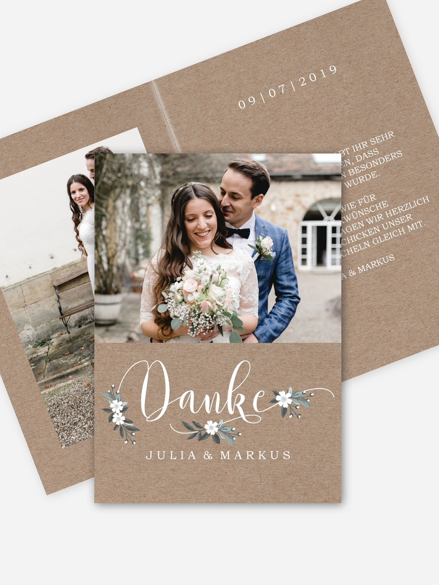 Dankeskarte Hochzeit Rustic Flowers