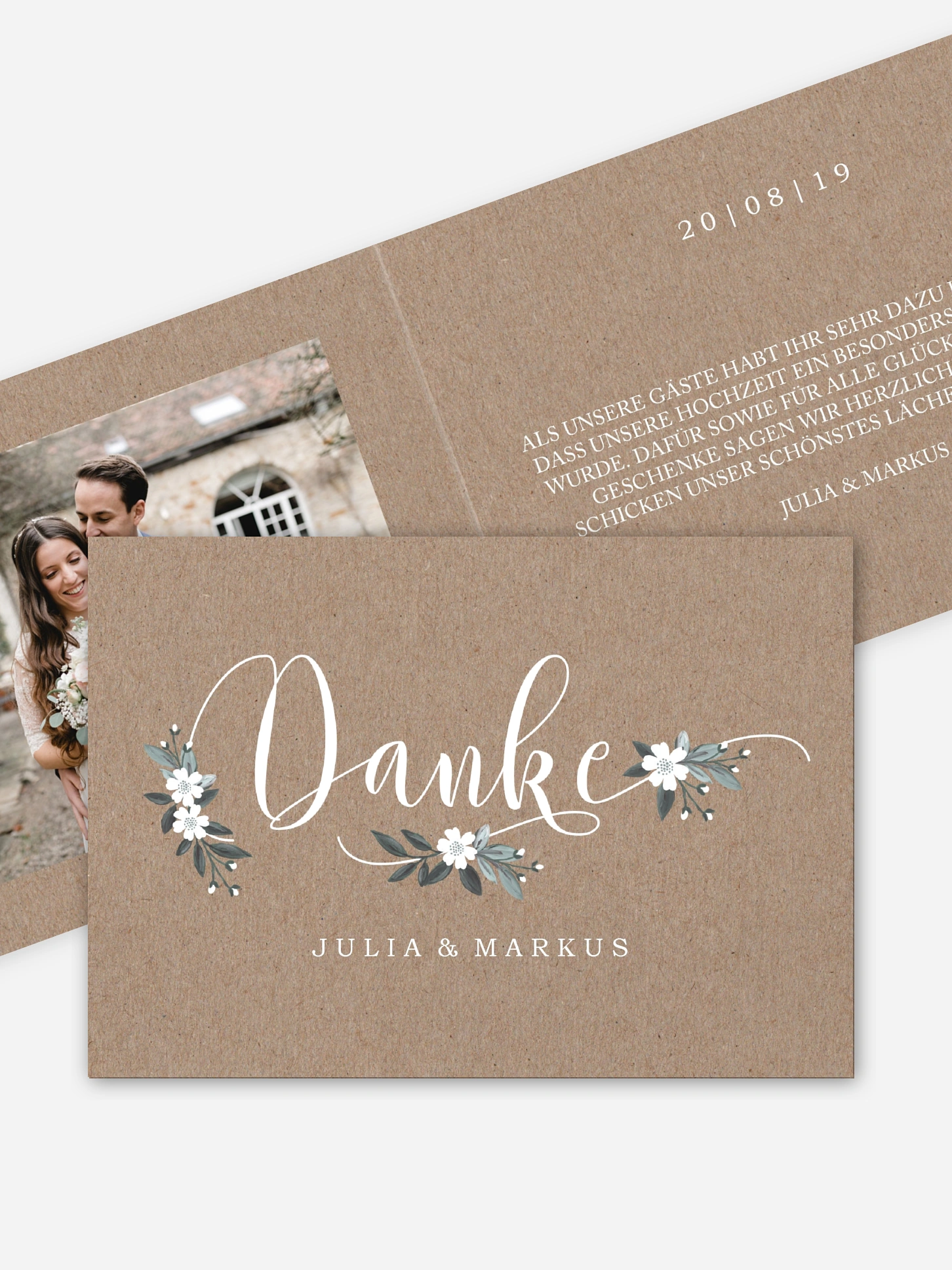Dankeskarte Hochzeit Rustic Flowers