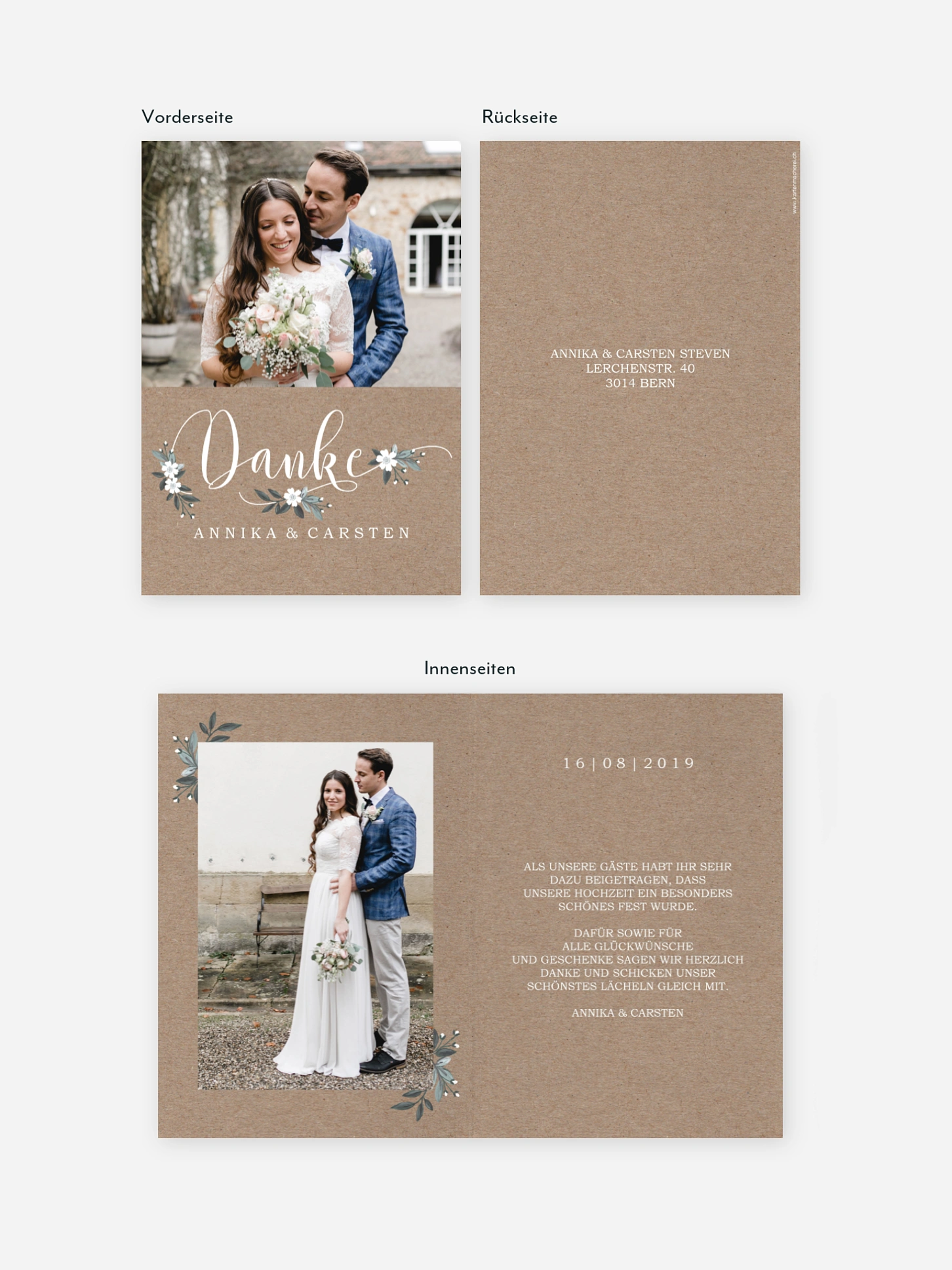 Dankeskarte Hochzeit Rustic Flowers