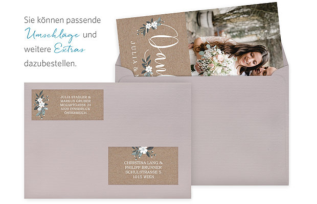 Dankeskarte Hochzeit Rustic Flowers