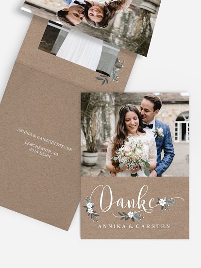 Dankeskarte Hochzeit Rustic Flowers