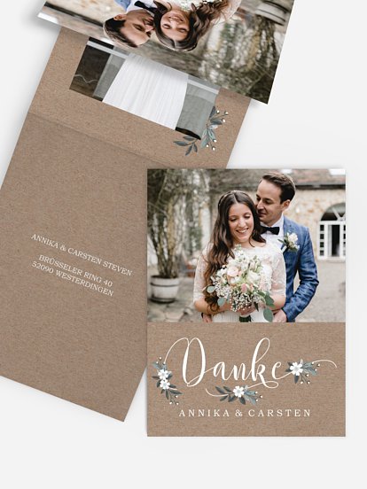 Dankeskarte Hochzeit Rustic Flowers