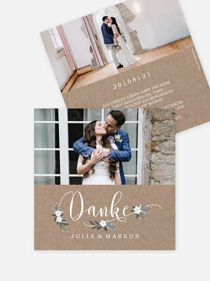 Dankeskarte Hochzeit Rustic Flowers