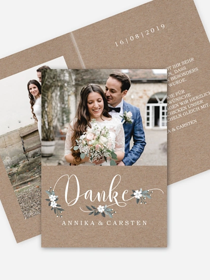 Dankeskarte Hochzeit Rustic Flowers