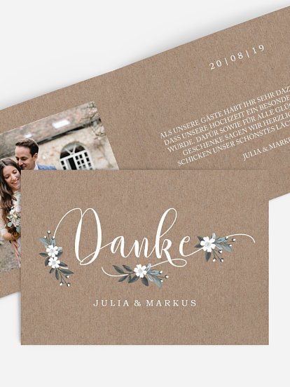 Dankeskarte Hochzeit Rustic Flowers
