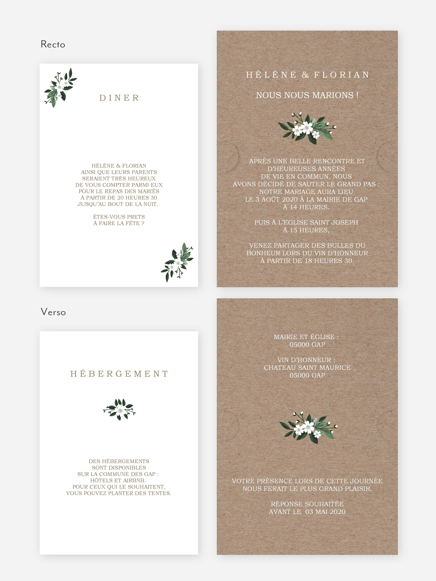 Faire-part mariage Fleurs rustiques