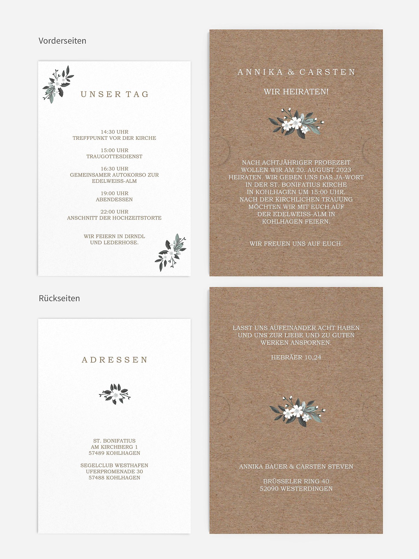 Hochzeitseinladung Rustic Flowers