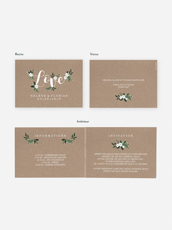Faire-part mariage Fleurs rustiques