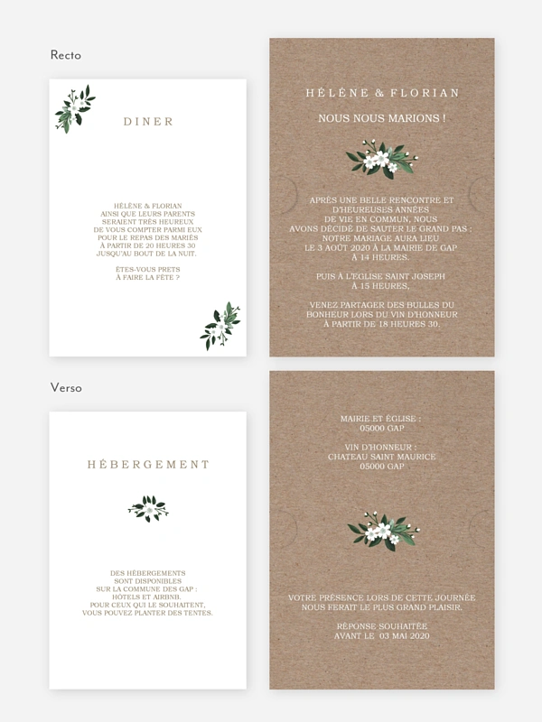 Faire-part mariage Fleurs rustiques
