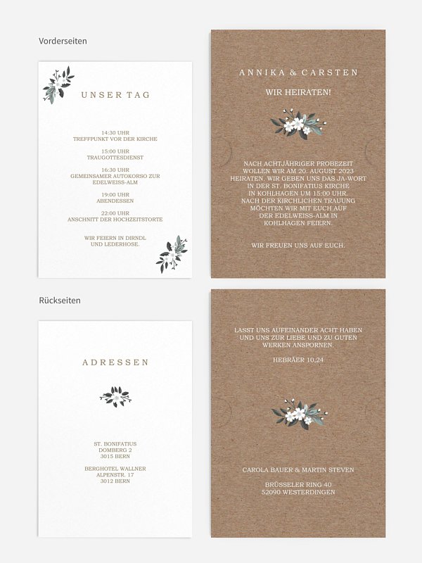 Hochzeitseinladung Rustic Flowers
