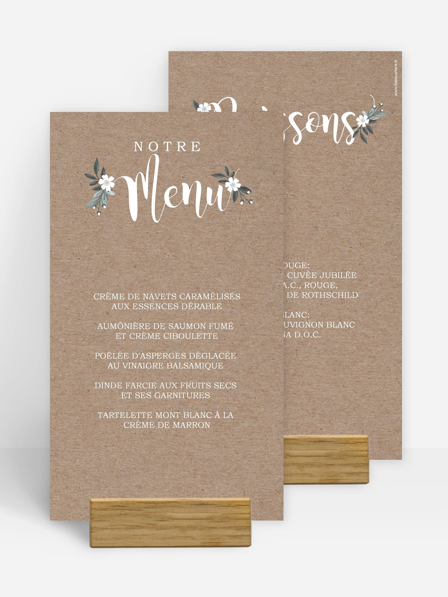 Menu mariage Fleurs rustiques