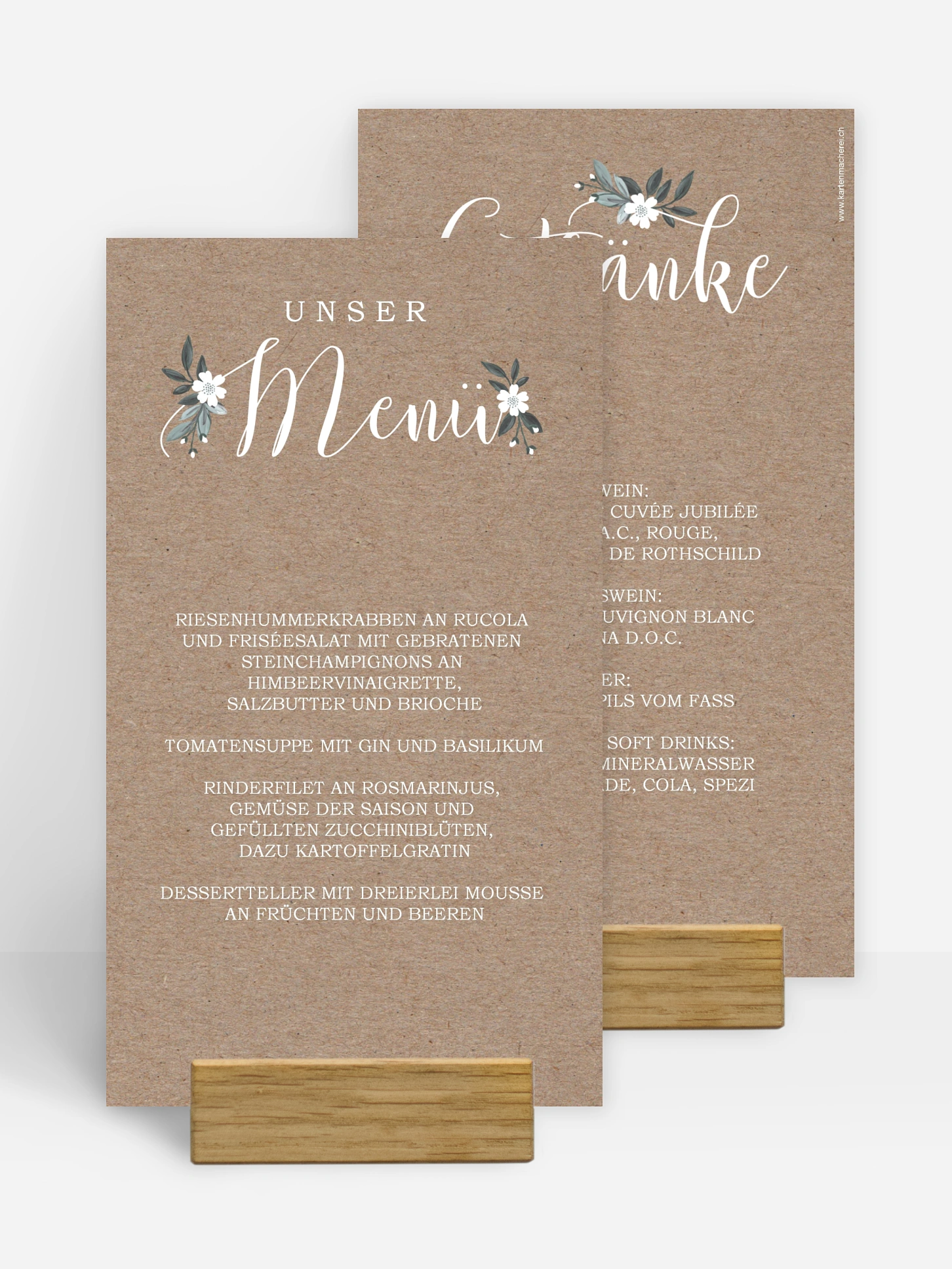 Menükarte Hochzeit Rustic Flowers