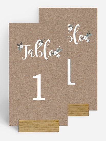 Numéro de table mariage Fleurs rustiques
