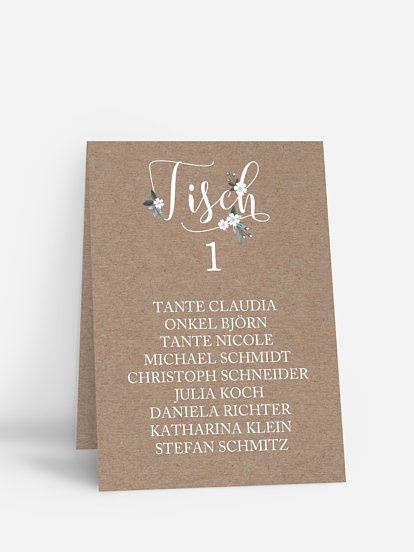 Gruppentischkarte Rustic Flowers