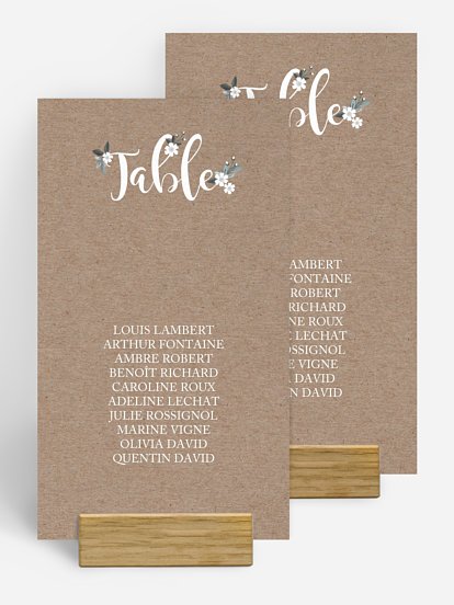 Nom de table mariage Fleurs rustiques