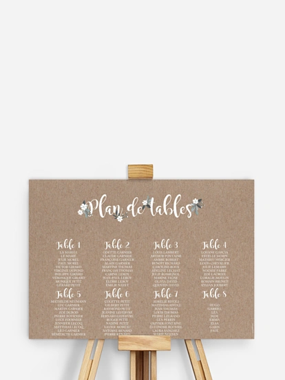 Poster plan de table mariage Fleurs rustiques