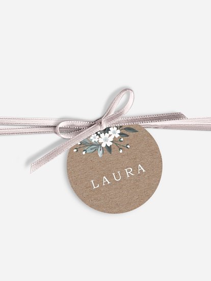 Anhänger mit Band zur Hochzeit personalisiert Rustic Flowers