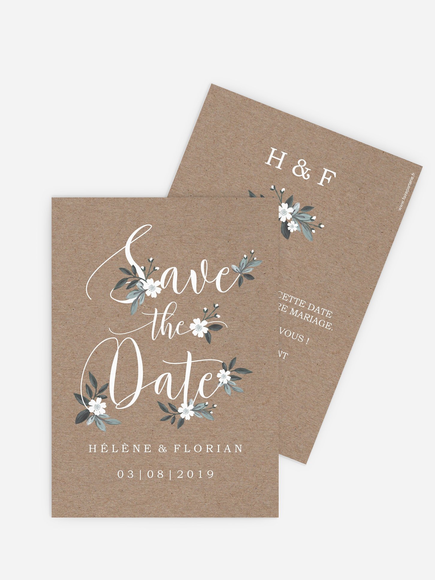 Save the date Fleurs rustiques
