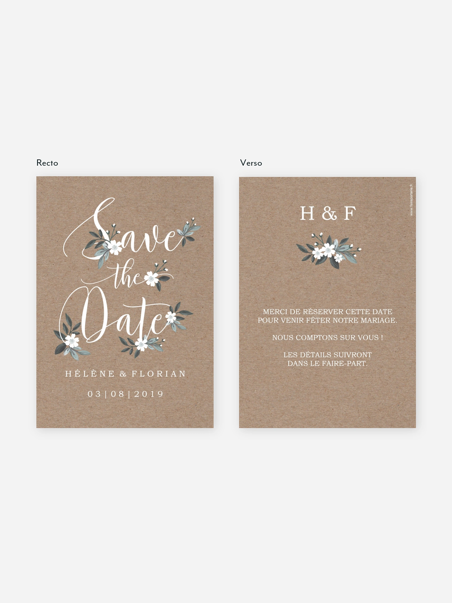 Save the date Fleurs rustiques