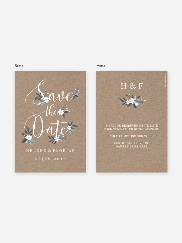 Save the date Fleurs rustiques