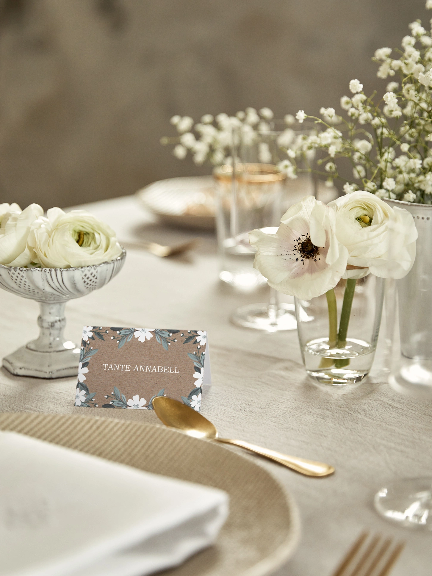 Tischkarte Hochzeit Rustic Flowers