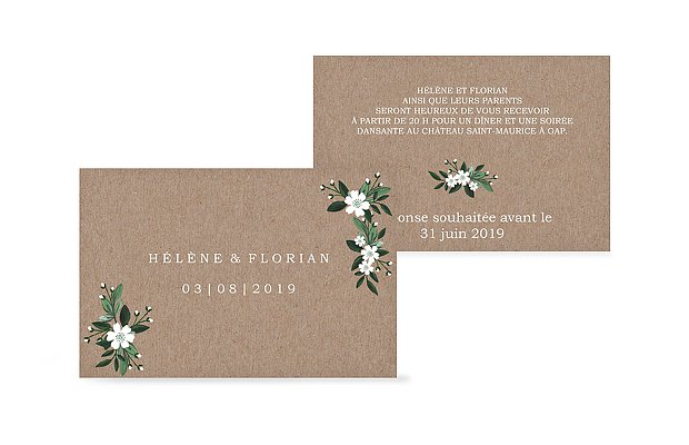 Carton d'invitation Fleurs rustiques