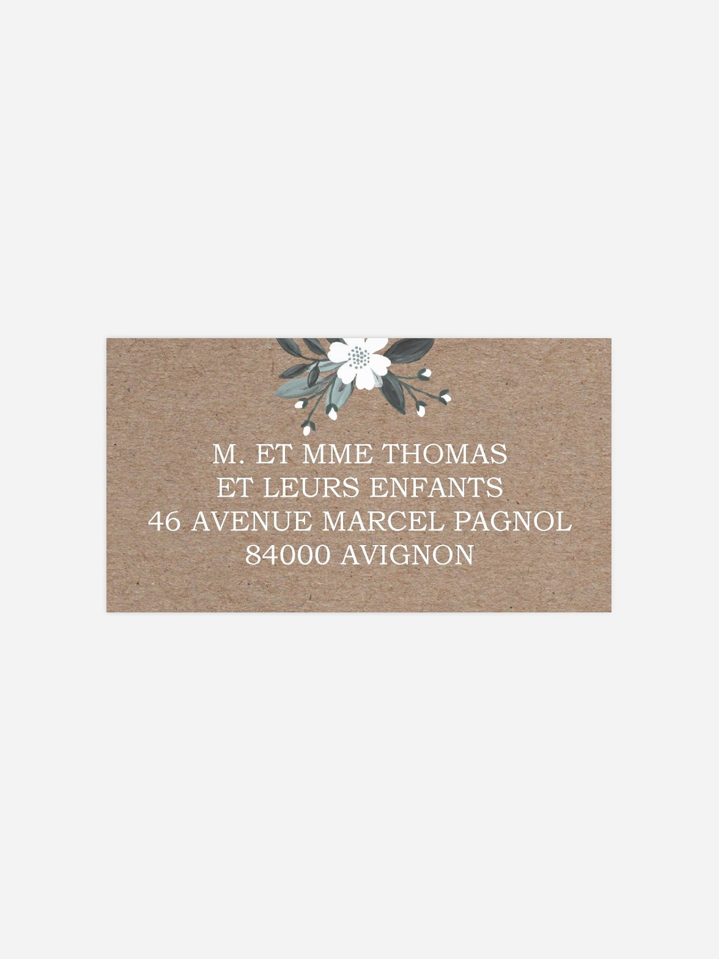 Étiquette destinataire mariage Fleurs rustiques