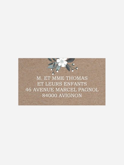 Étiquette destinataire mariage Fleurs rustiques