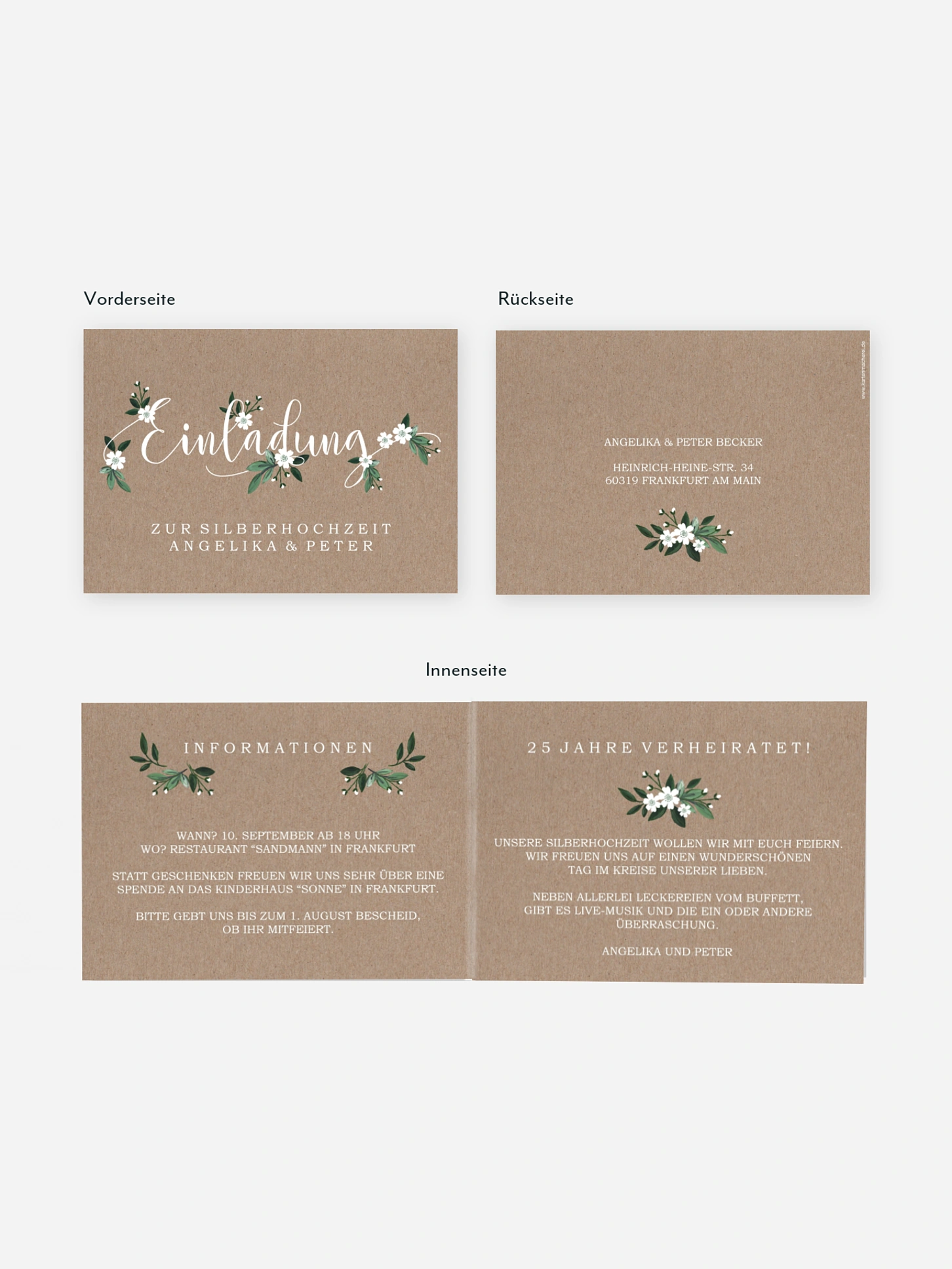 Einladung zur Silberhochzeit Rustic Flowers