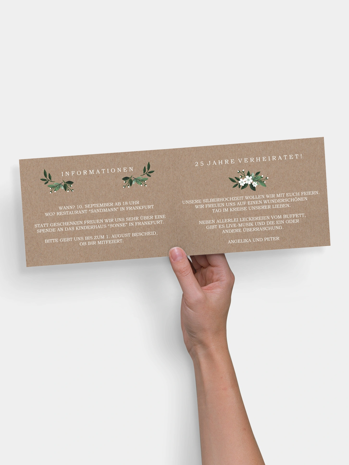 Einladung zur Silberhochzeit Rustic Flowers