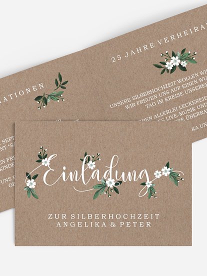 Einladung zur Silberhochzeit Rustic Flowers