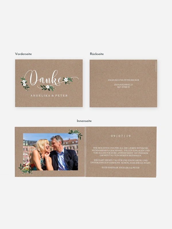 Danksagung zur Silberhochzeit Rustic Flowers