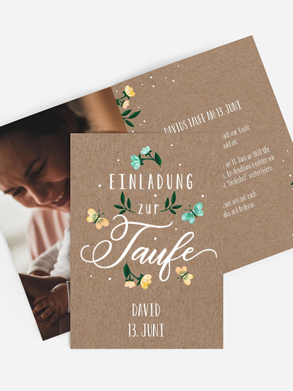 Taufeinladung Papillon